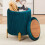 Round Velvet Ottoman Foot Stool with Storage Teal 1