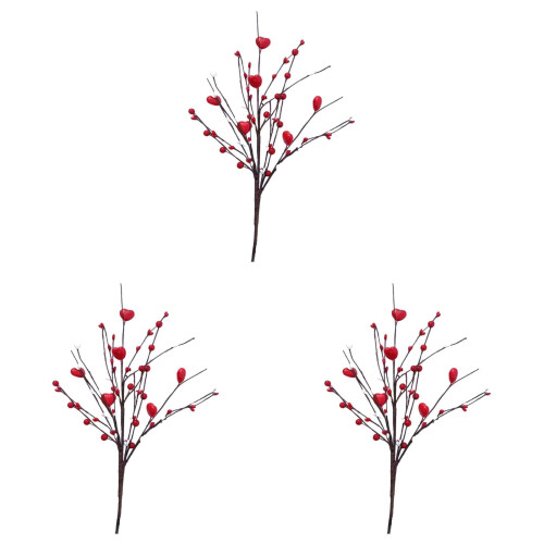 Artificial Heart and Berry Floral Picks 3 pcs