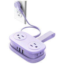 USB Travel Power Strip 4 AC Outlets 3 USB Ports