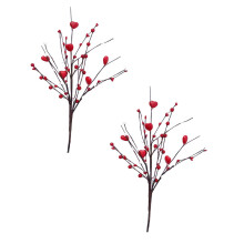 Artificial Heart Berry Stems Romantic Floral Picks 2 pcs