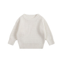 Knitted sweater white crewneck long sleeve for baby girl