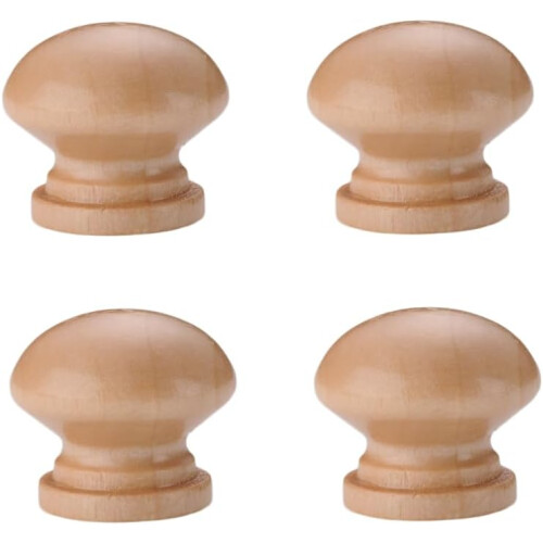 Wooden Cabinet Knobs Round Mushroom Handle Bright Brown 4