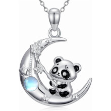 Panda Necklace Moonstone Pendant for Women