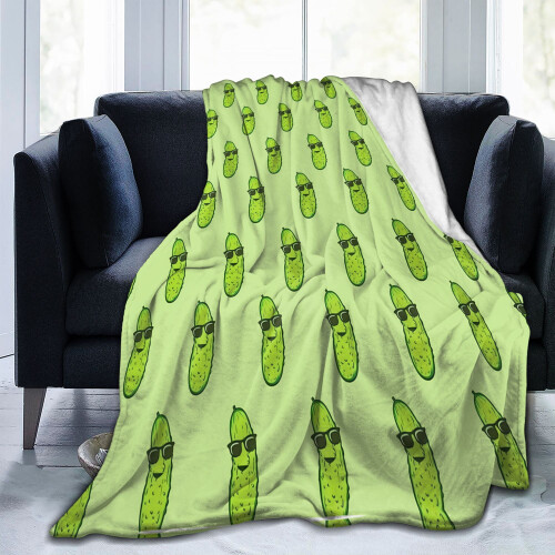 Pickle Blanket Green Flannel Throw 60x80 inch