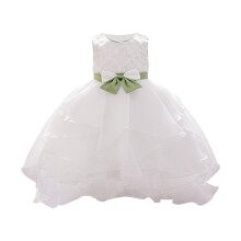 Girls Sleeveless Tulle Princess Dress with Bow Applique and
