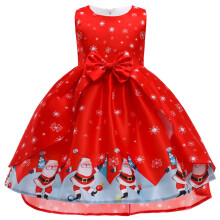 Christmas Dress Sleeveless Santa Print for Girls 2-8T