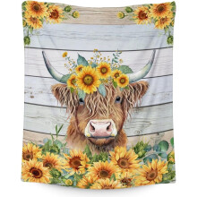 Highland Cow Throw Blanket Soft Yellow Fuzzy 50x60 inch