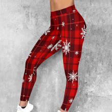 Women's Plaid Leggings High-Waisted Holiday Workout