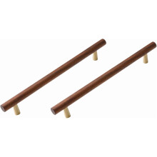 Walnut Wood Cabinet Handle with Copper Foot 2 pcs 320 mm