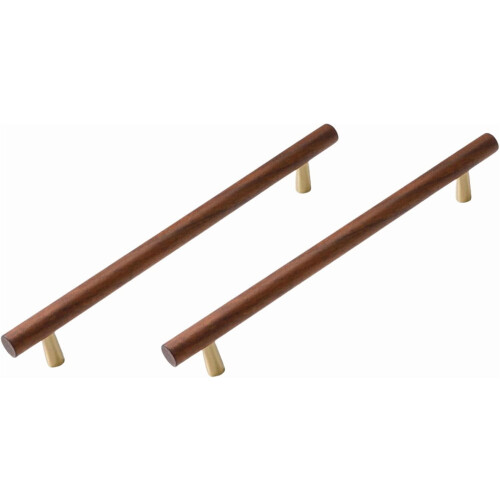 Walnut Wood Cabinet Handle with Copper Foot 2 pcs 320 mm