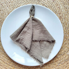 Cloth Napkins Linen Gauze Fringe 16.53x16.53 Inch Set of 4