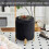 Round Velvet Ottoman Foot Stool with Storage Black 6