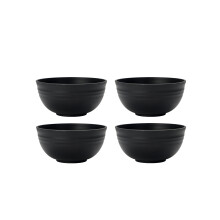 Black Grain Bowl Reusable Plastic Dinner Bowl 4/6/8 Pcs