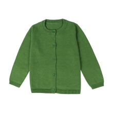 Girls Long Sleeve Button Cardigan Crew Neck Green 3Y