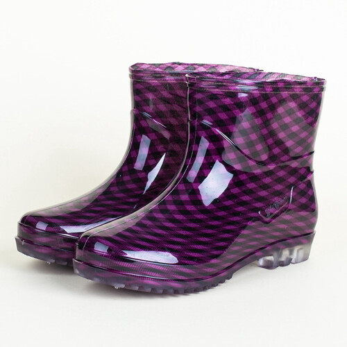 Women's Rain Boots Low-Cut Slip-Resistant Rubber Sole Purple