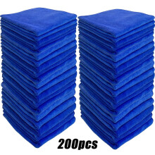 Microfiber Towels Blue Car Wash Drying Cloth 200 Pcs