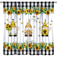 Gnome Curtains Black White Buffalo Plaid 2 Panel Set 52x84