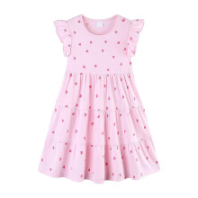 Girls Dress Spring Summer Print Breathable Crewneck