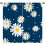 White Daisy Floral Curtains Abstract Blue White Print 84" W 1