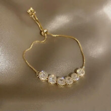 Yellow Gold Filled Crystal Bangle Bracelet for Women