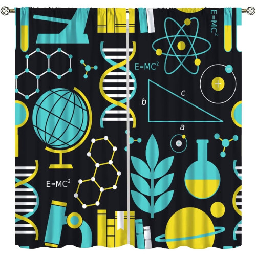 Science Bedroom Curtains Chemistry Design Rod Pocket 2