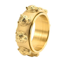 Men's Stainless Steel Tiger Head Ring Gold Size 13