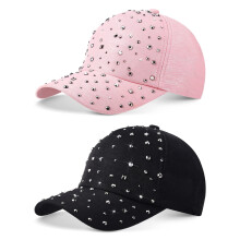 Adjustable Breathable Rhinestone Baseball Cap 2 Pcs