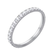 Stainless Steel Zirconia Wedding Ring Silver Size 6