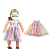 18 Inch Doll Dress Glossy Christmas Costume Elastic Holiday