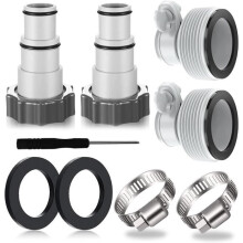 Pool hose adapter for Intex 32-38 mm - AQSACOKIYA - Pack of 9 pool adapters A - Grey