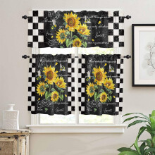 Sunflower Valance Curtains Vintage Yellow Floral 54x18 in