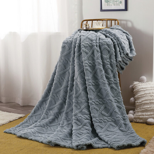 Polyester Blanket Soft Warm Throw 150x100cm Grey 1 Pc