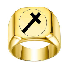 Men's Stainless Steel Cross Ring Gold Polished Size 10