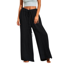 Women's Plus Size High Waist Drawstring Pants Black XXL