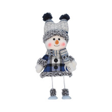 Blue Fabric Snowman Plush Doll with Hat and Scarf