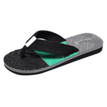Men's Leather Flip Flops Wood Grain Non-Slip Size 13-14