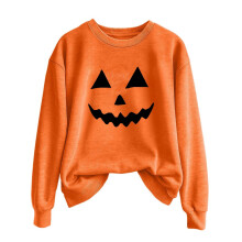 Dame Halloween-genser ensfarget rund hals langermet