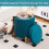 Round Velvet Ottoman Foot Stool with Storage Teal 3