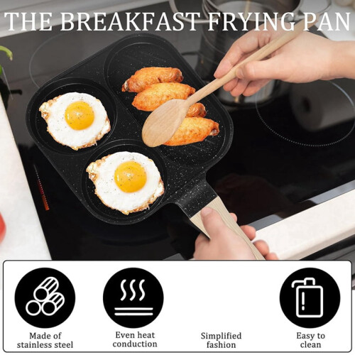 Egg Frying Pan Non-Stick Omelette Pan with Wooden Handle 2