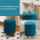 Round Velvet Ottoman Foot Stool with Storage Teal 5