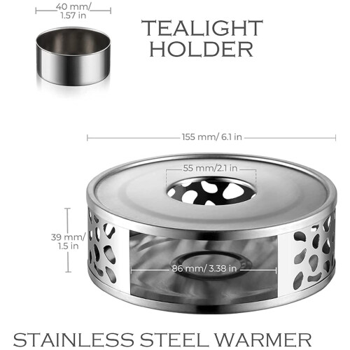 Stainless Steel Tea Warmer with Tealight Holder for Teapots 1