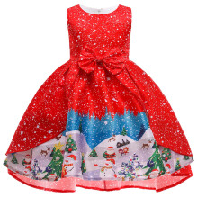 Christmas Dress Sleeveless Santa Print for Girls 2-8T