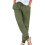 Women's Cotton Linen Tapered Pants with Elastic Waist and 1