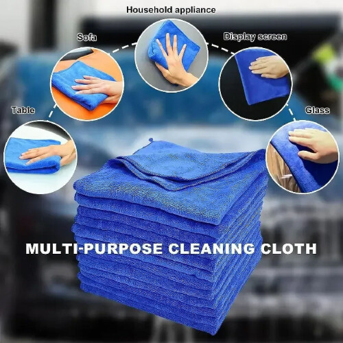 Microfiber Towels Blue Car Wash Drying Cloth 200 Pcs 2