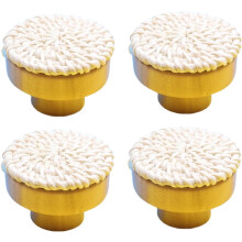 Wooden Cabinet Handles Round Log Style 45mm White 4 pcs
