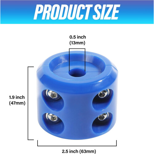 Rubber Winch Stopper for Synthetic Rope Blue with Stainless 1
