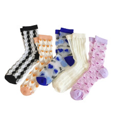 Vintage sheer ankle socks with floral lace pattern