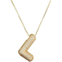 Bubble Letter Necklace 18K Gold-Plated Initial Pendant