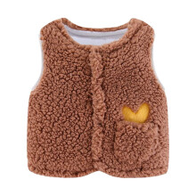 Baby Windproof Plush Vest Sleeveless Brown 6-12 Months