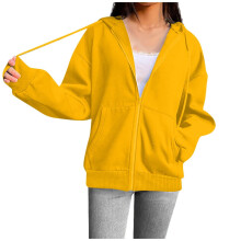 Women's Lightweight Full-Zip Hoodie Oversized Sweatshirt